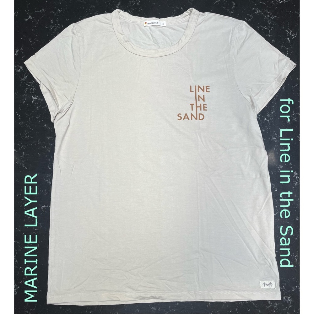 Marine Layer tee for Line in the Sand, light tan M